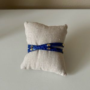 Stella & Dot Blue Hudson Leather Wrap Bracelet